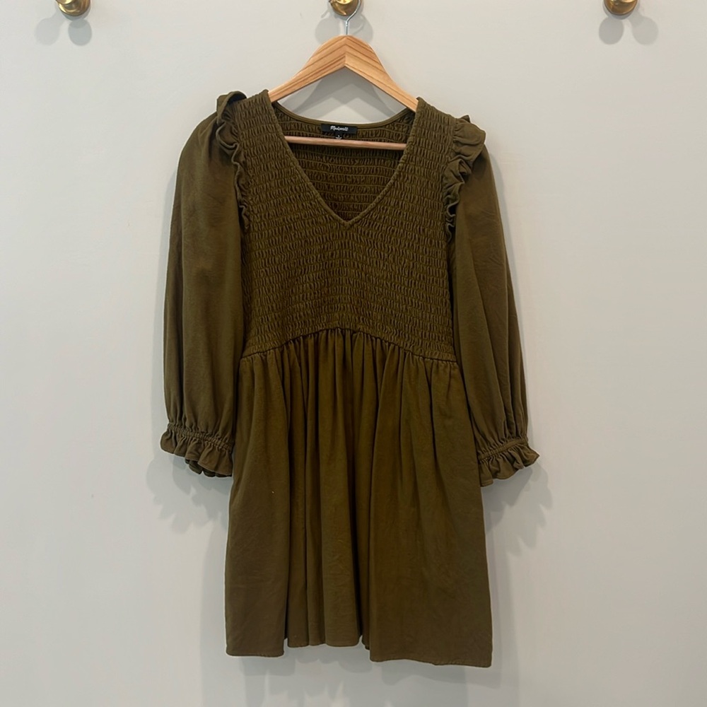 Madewell smocked flannel dress size 12
